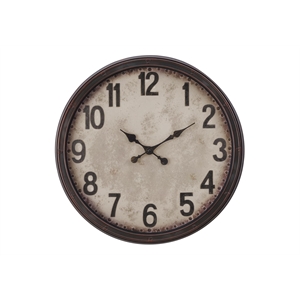 Clocks - 20&quot Round - Wall Clock - Antique Brown - Transitional