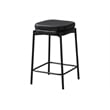 Barstool - Counter Height - Set Of 2 - Kitchen - Black Leather Look -Black Metal