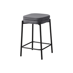 Monarch Counter Height Barstool in Gray Fabric and Black Metal (Set of 2)