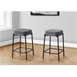 Monarch Counter Height Barstool in Gray Fabric and Black Metal (Set of 2)