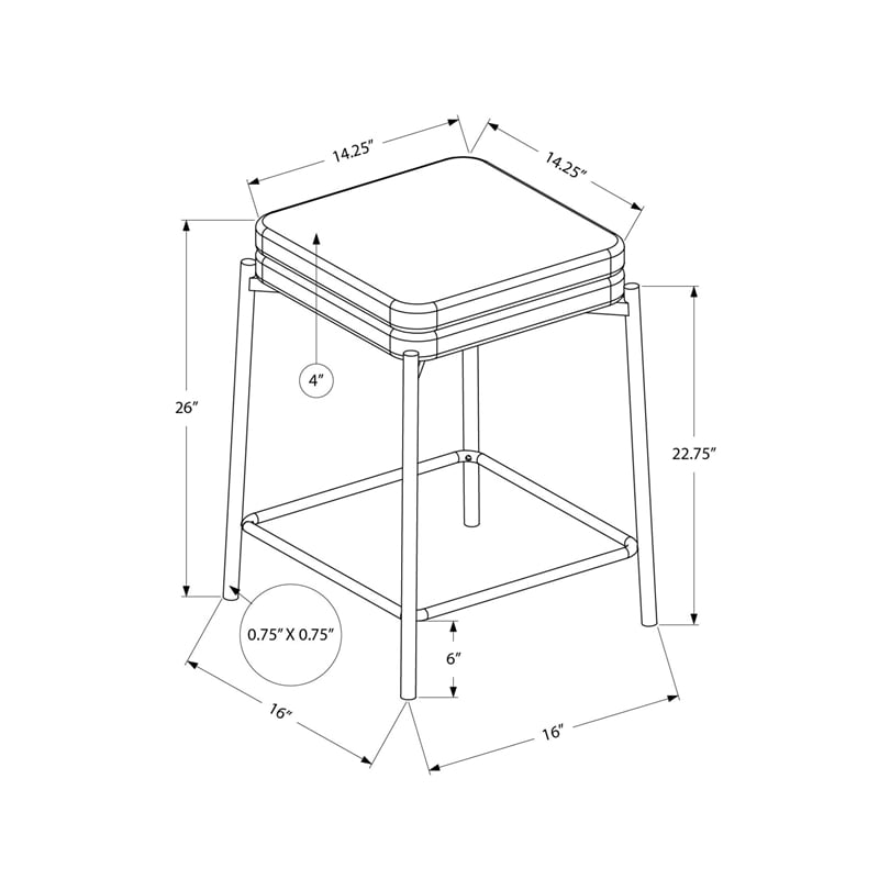 Monarch Counter Height Barstool in Gray Fabric and Black Metal (Set of 2)