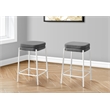 Barstool - Counter Height - Set Of 2 - Kitchen - Gray Fabric - White Metal