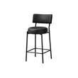 Barstool - Counter Height - Set Of 2 - Kitchen - Black Leather Look -Black Metal