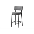 Barstool - Counter Height - Set Of 2 - Kitchen - Gray Fabric - Black Metal