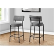 Barstool - Counter Height - Set Of 2 - Kitchen - Gray Fabric - Black Metal