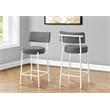 Barstool - Counter Height - Set Of 2 - Kitchen - Gray Fabric - White Metal