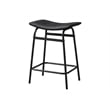 Barstool - Counter Height - Set Of 2 - Kitchen - Black Leather Look -Black Metal