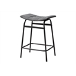 Barstool - Counter Height - Set Of 2 - Kitchen - Gray Fabric - Black Metal