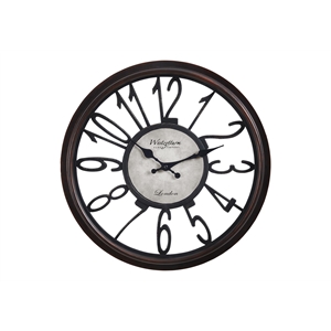 Clocks - 16&quot Round - Wall Clock - Antique Brown - Transitional