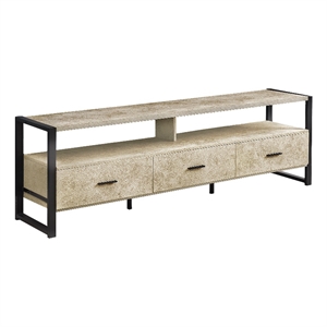 tv stand - 72 inch - media entertainment center - cream stone laminate - black