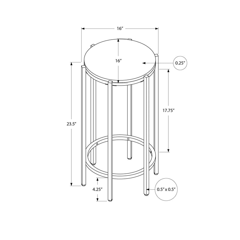 Accent Table - Side - Living Room -Nightstand - Dark Bronze Laminate - Black