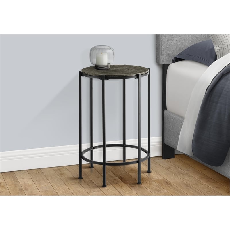 Accent Table - Side - Living Room -Nightstand - Dark Bronze Laminate - Black