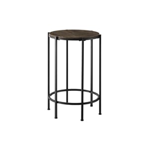 Accent Table - Round - Side Table - Living Room - Dark Oak Laminate - Black