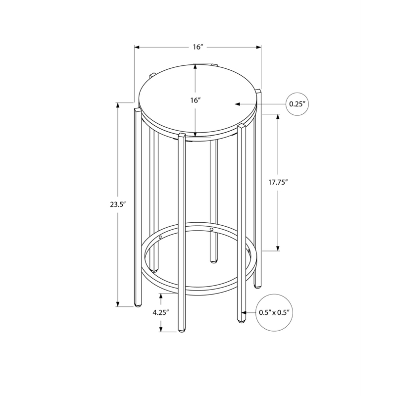 Accent Table - Round - Side Table - Living Room - Dark Oak Laminate - Black