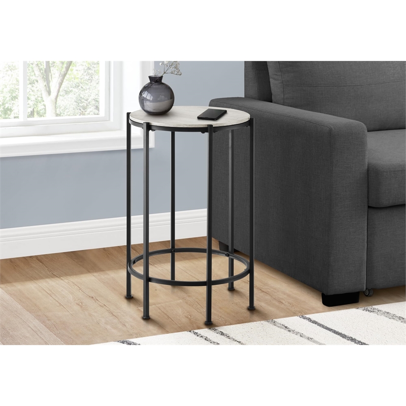 Accent Table - End - Round - Side Table - Living Room - Washed Oak Laminate