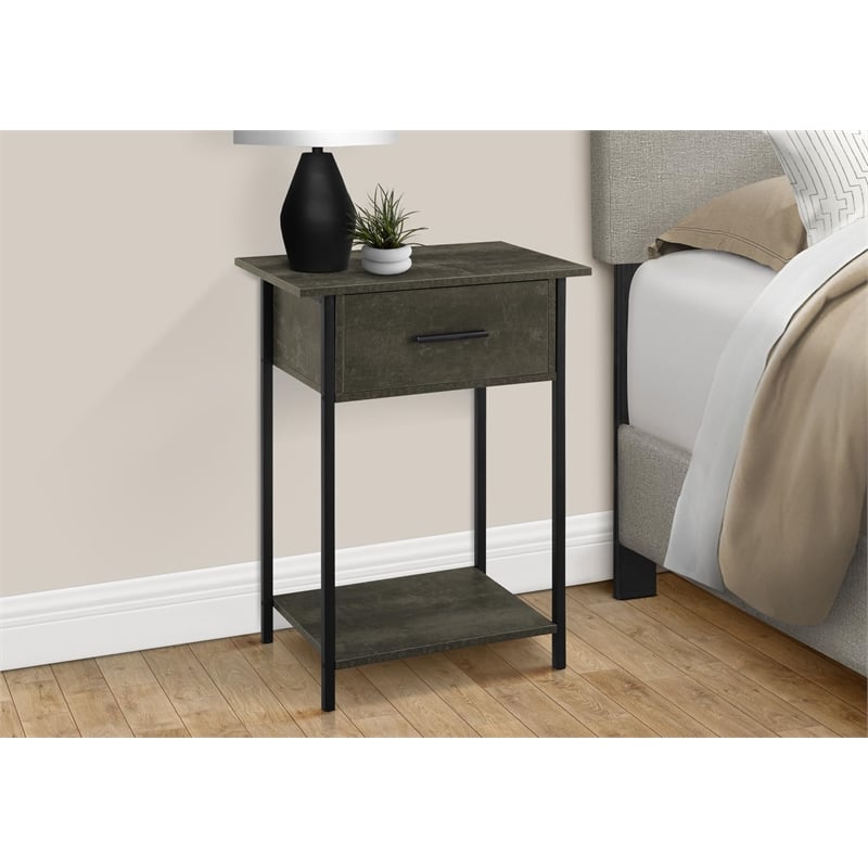Accent Table - 2 Tier - Living Room - Side Table -Dark Bronze Laminate - Black