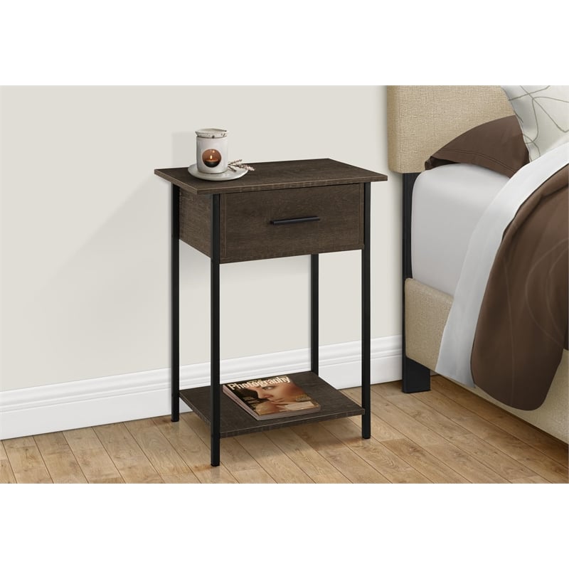 Accent Table - 2 Tier - Living Room - Side Table - Dark Oak Laminate - Black