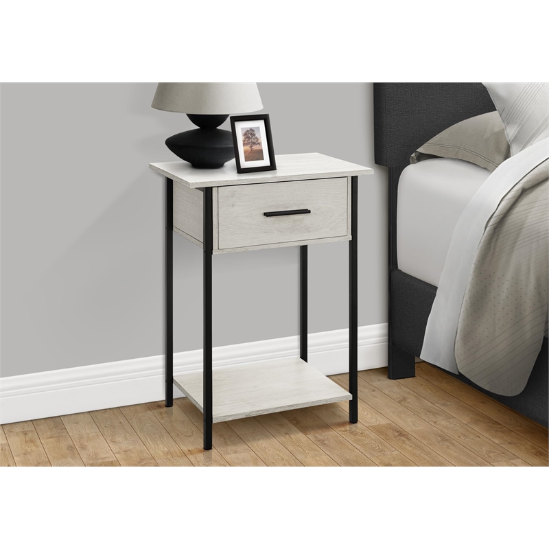 Accent Table - 2 Tier - Living Room - Side Table - Washed Oak Laminate - Metal