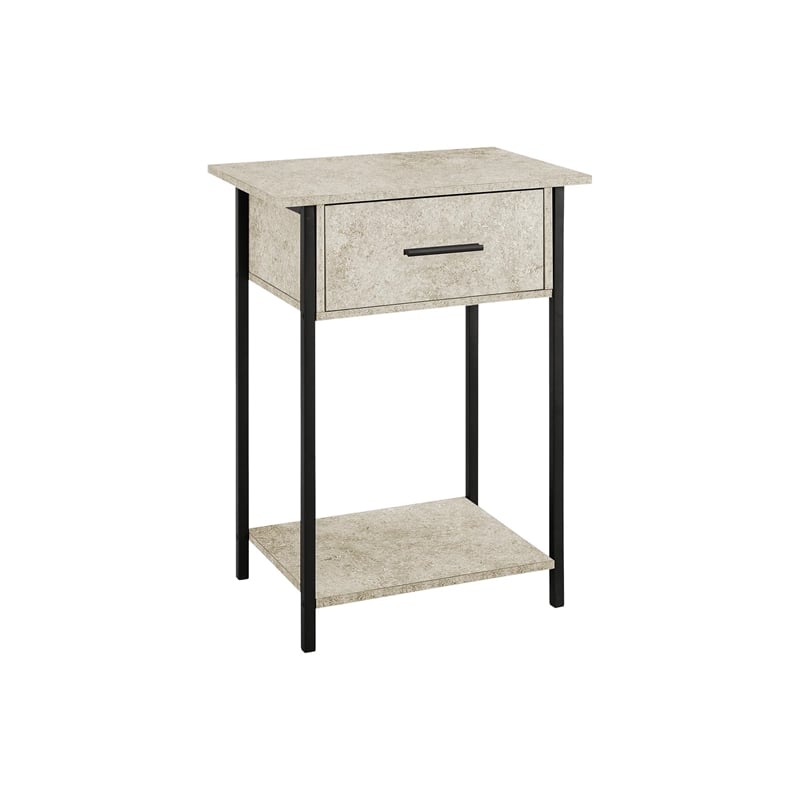 Accent Table - 2 Tier - Living Room - Side Table - Cream Stone Laminate - Metal