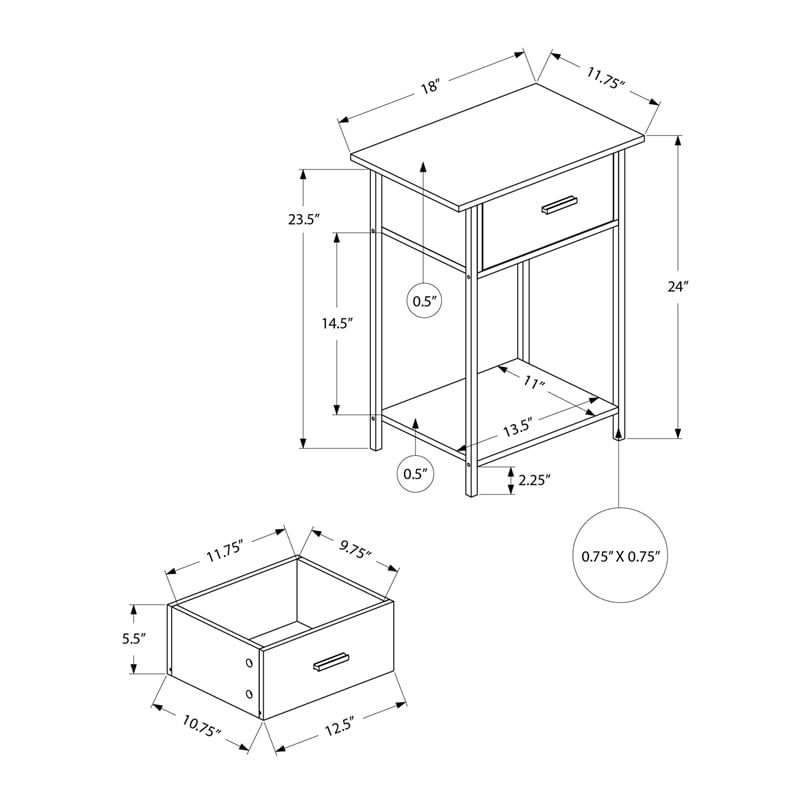 Accent Table - 2 Tier - Living Room - Side Table - Cream Stone Laminate - Metal