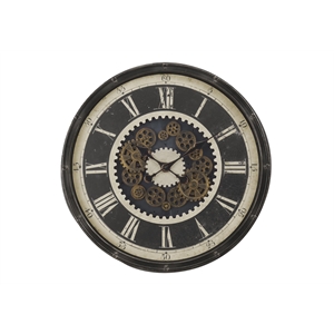 Clocks - 30&quot Round - Gear Mechanism - Large Oversized - Wall Clock - Brown