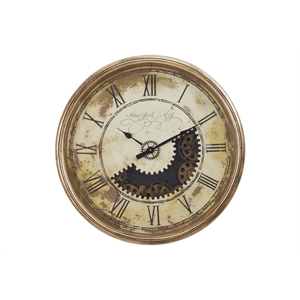 Clocks - 30&quot Round - Gear Mechanism - Large - Wall Clock - Antique Gold