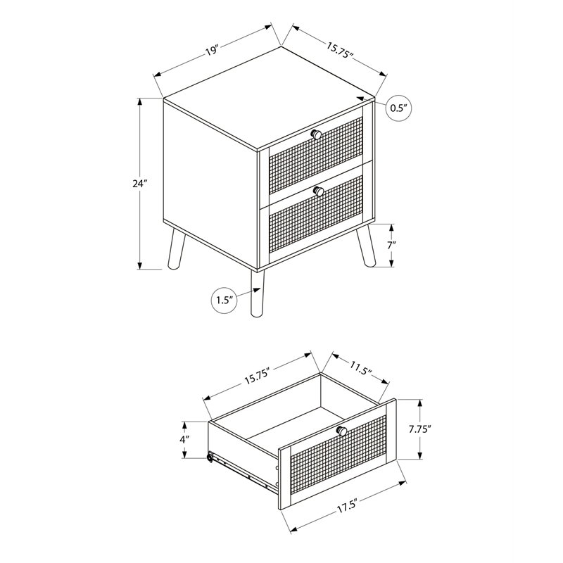 Accent Table - Bedroom - Living Room - Nightstand - Drawer - White Laminate