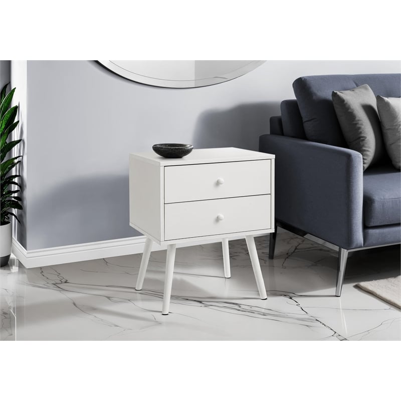 Accent Table - Bedroom - Living Room - Nightstand - Drawer - White Laminate