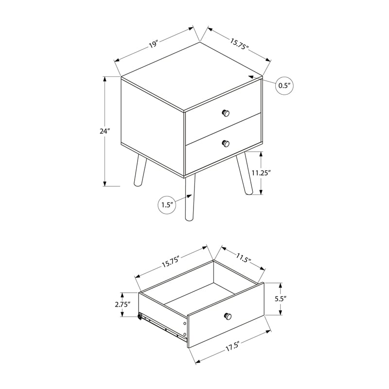 Accent Table - Bedroom - Living Room - Nightstand - Drawer - White Laminate