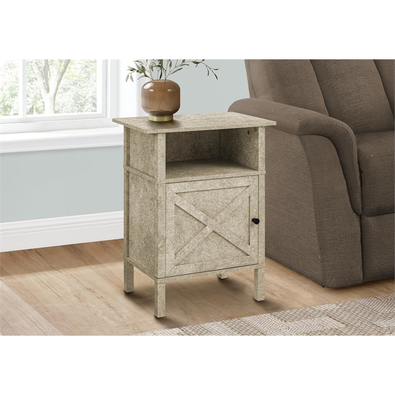 Accent Table - Side Table - End - Living Room - Storage - Cream Stone Laminate