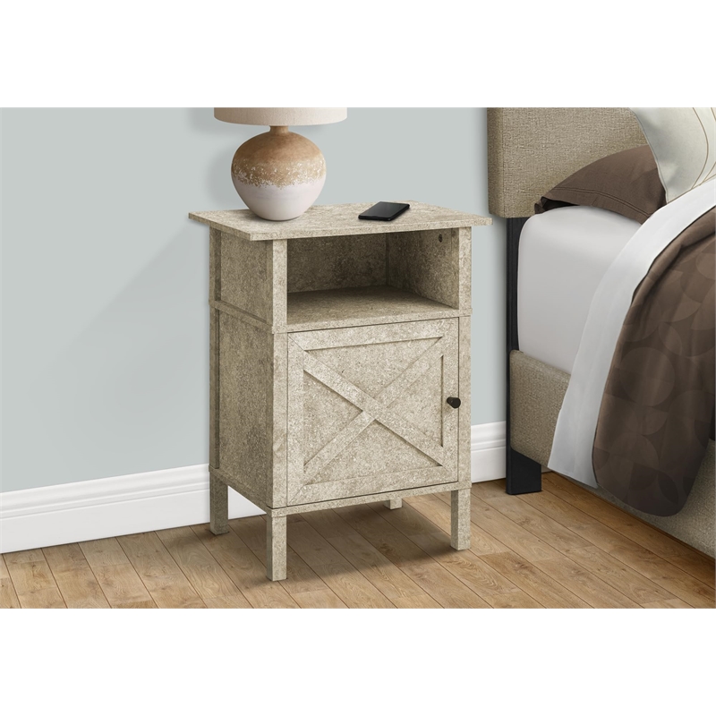 Accent Table - Side Table - End - Living Room - Storage - Cream Stone Laminate