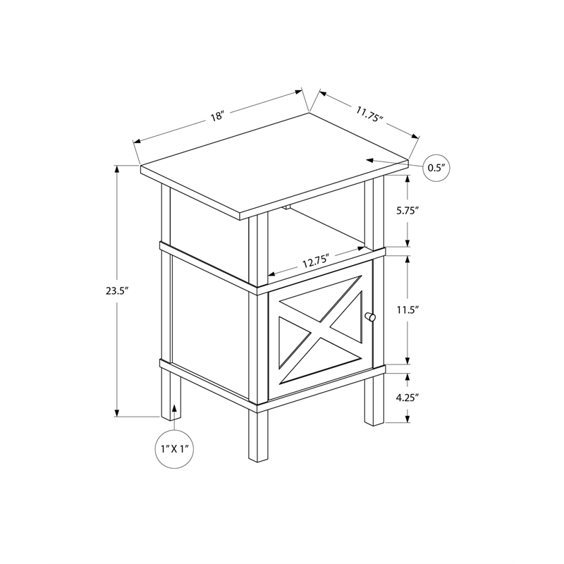 Accent Table - Side Table - End - Living Room - Storage - Cream Stone Laminate