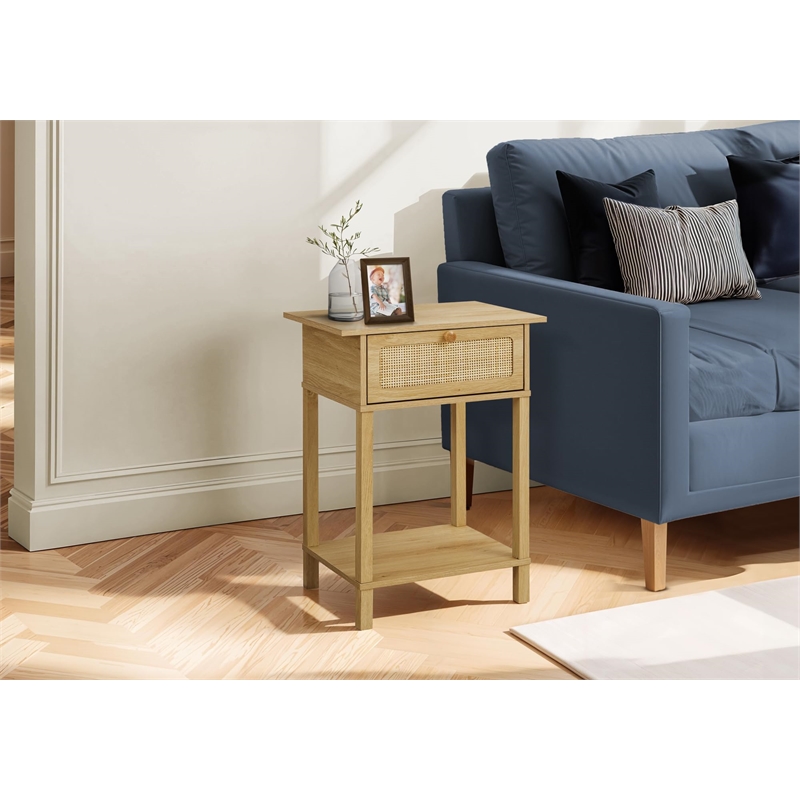 Accent Table - 2 Tier - Nightstand - Side Table - Bedroom - Natural Laminate