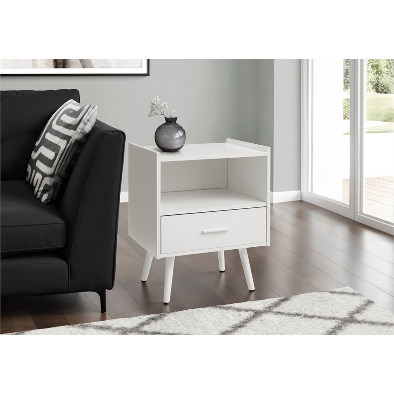 Accent Table - Side - End - Nightstand - Bedroom - Living Room - White Laminate