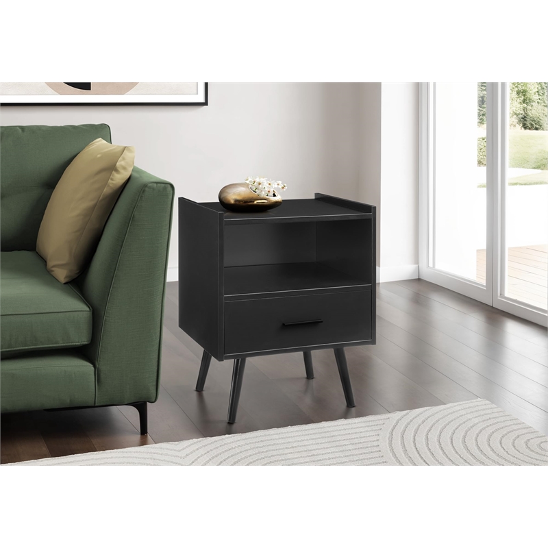 Accent Table - Side - End - Nightstand - Bedroom - Living Room - Black Laminate