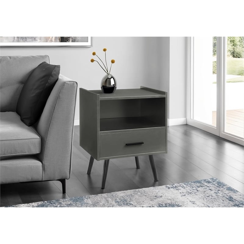 Accent Table - Side - End - Nightstand - Bedroom - Living Room - Gray Laminate