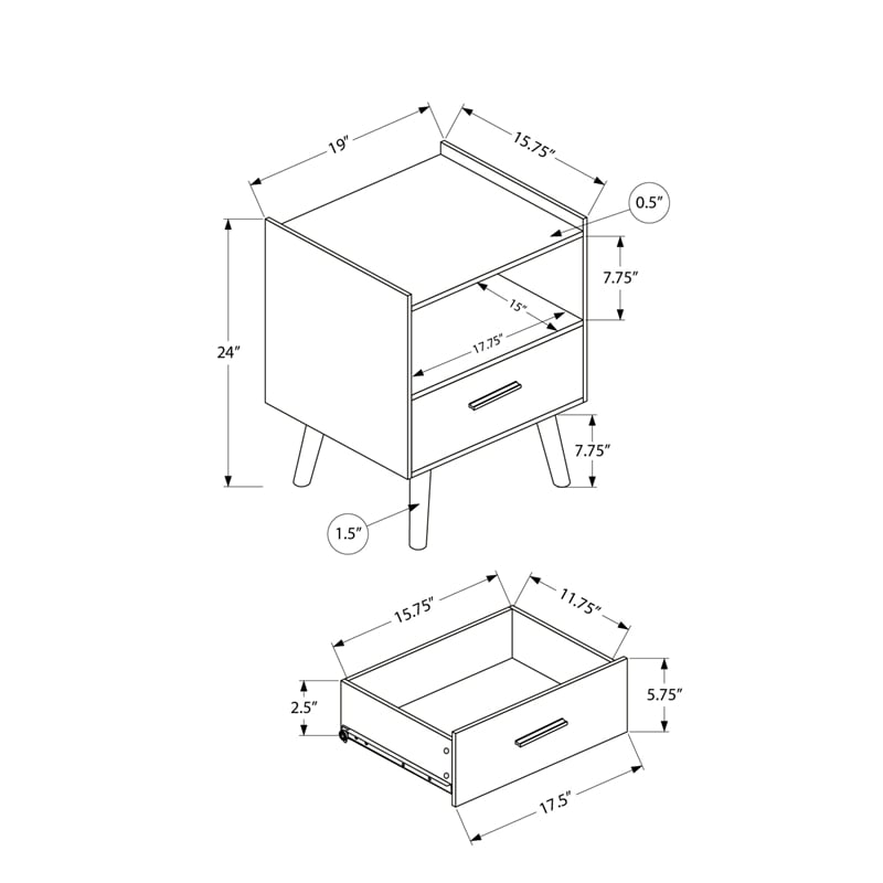 Accent Table - Side - End - Nightstand - Bedroom - Living Room - Gray Laminate