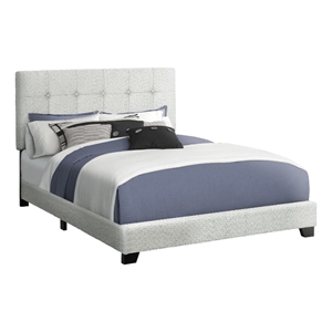 bed - queen size - upholstered - frame only - bedroom - light gray boucle