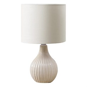 Lighting - 17&quoth - Table Lamp - Beige Ceramic - Ivory/Cream Shade - Contemporary