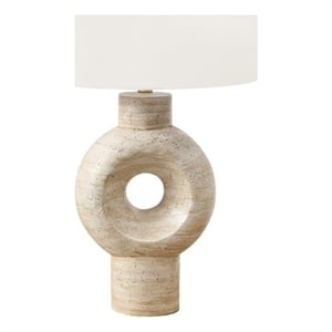 Lighting - 28&quoth - Table Lamp - Beige Resin - Ivory/Cream Shade - Contemporary