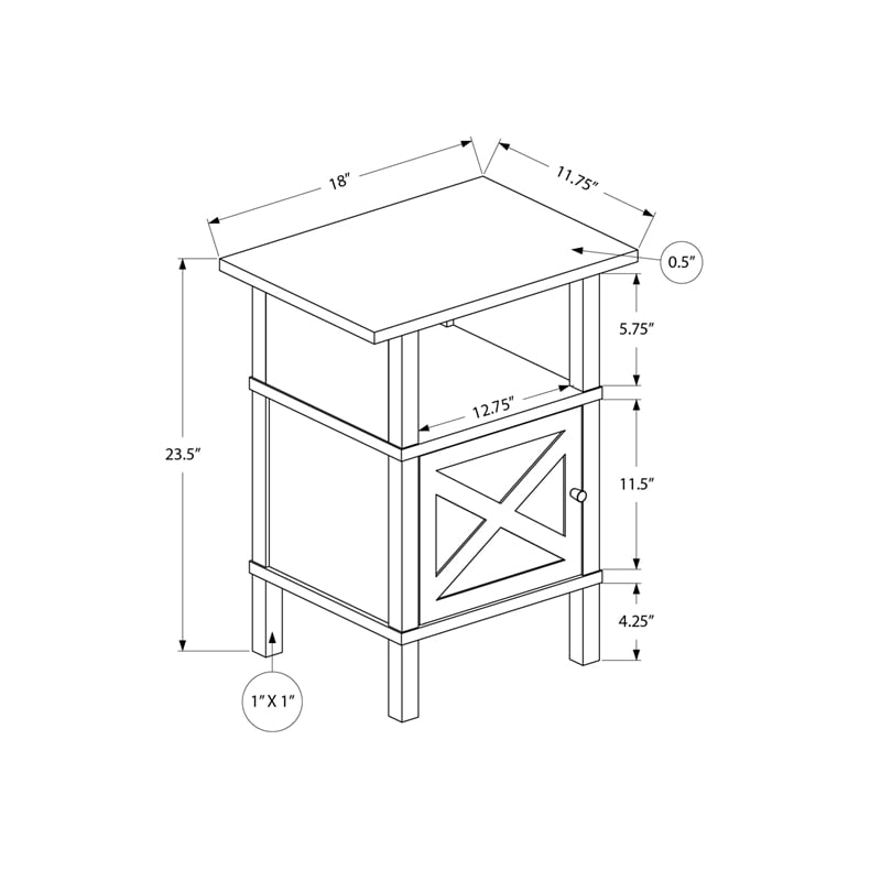 Accent Table - Side Table - End - Living Room - Storage - Dark Oak Laminate