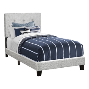 bed - twin size - upholstered - frame only - juvenile - youth-light gray boucle