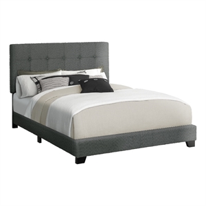 bed - bedroom - frame only - queen size - upholstered - dark gray boucle