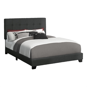 bed - bedroom - frame only - queen size - upholstered - black boucle