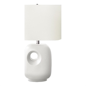 Lighting - 26&quoth - Table Lamp - White Ceramic - Ivory/Cream Shade - Contemporary