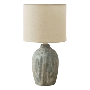Lighting - Table Lamp - 18&quoth - Green Ceramic - Beige Shade - Contemporary