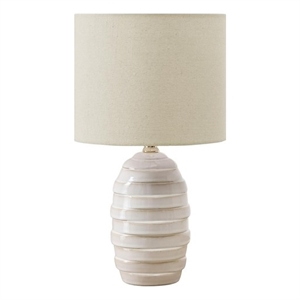 Lighting - 17&quoth - Table Lamp - Ivory Ceramic - Beige Shade - Contemporary