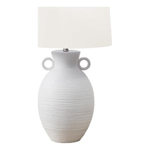 Lighting - 30&quoth - Table Lamp - White Ceramic - Ivory/Cream Shade - Transitional