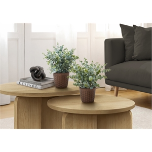 Artificial Plant - 13&quot Tall - Eucalyptus - Indoor - Set Of 2 - Green - Brown Pot