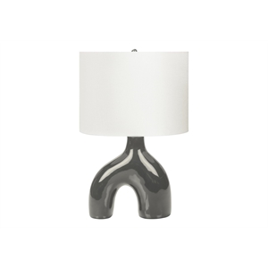 Lighting - 25&quoth - Table Lamp - Dark gray Ceramic - Ivory/Cream Shade